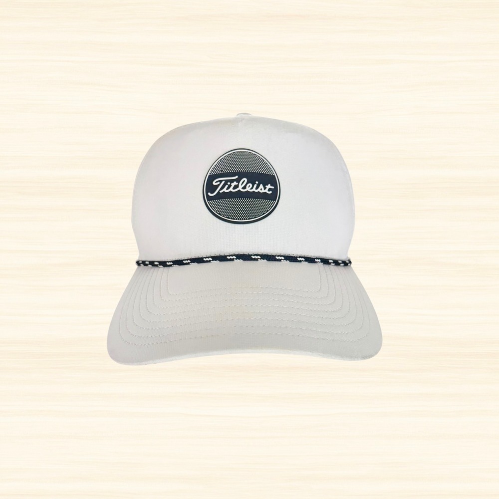 Titleist Boardwalk Rope Golf Hat White Gray Patch Snapback Performance Cap